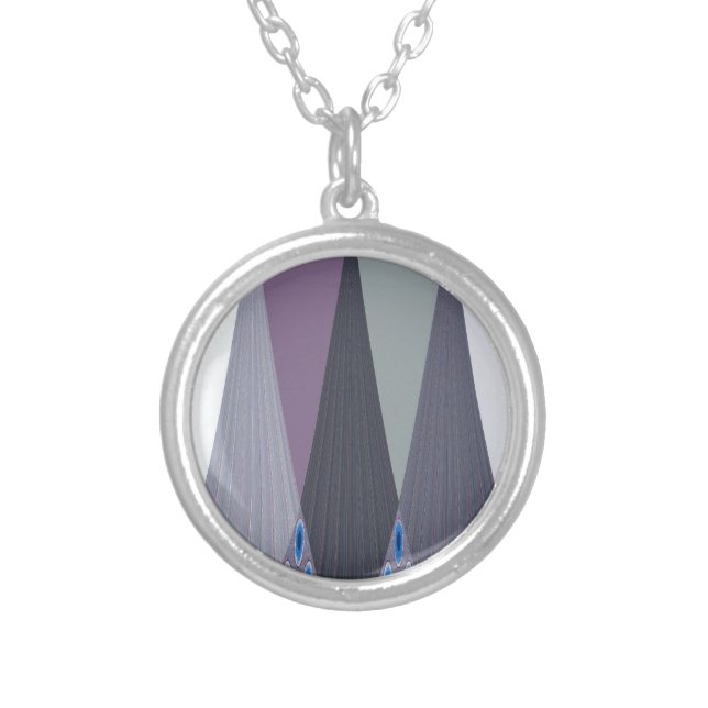 Beautiful Amazing Chevron Design Art Print Silver Plated Necklace (Front)