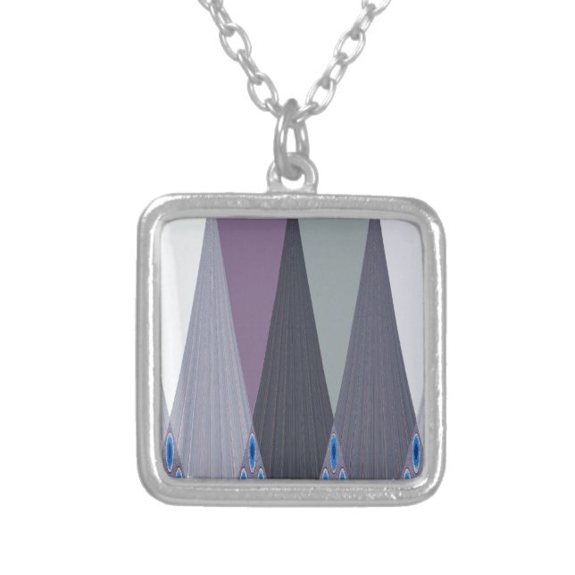 Beautiful Amazing Chevron Design Art Print Silver Plated Necklace (Front)
