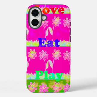 Beautiful amazing colorful Flora text quote design iPhone 16 Plus Case