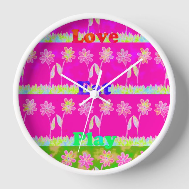 Beautiful amazing colorful Flora text quote design Clock (Front)