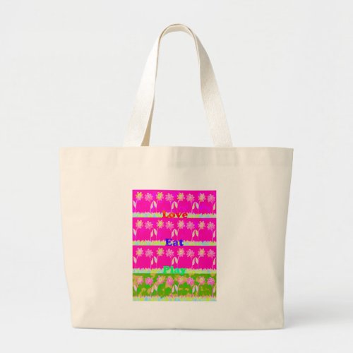 Beautiful amazing colorful Flora text quote design Large Tote Bag