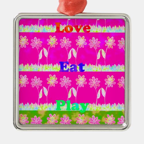 Beautiful amazing colorful Flora text quote design Metal Ornament