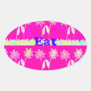 Beautiful amazing colorful Flora text quote design Oval Sticker