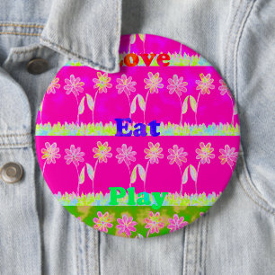 Beautiful amazing colorful Flora text quote design Pinback Button