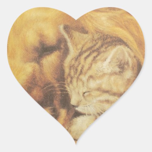 Beautiful Amazing Cute Nice Lovely Cat and Dog Art Heart Sticker