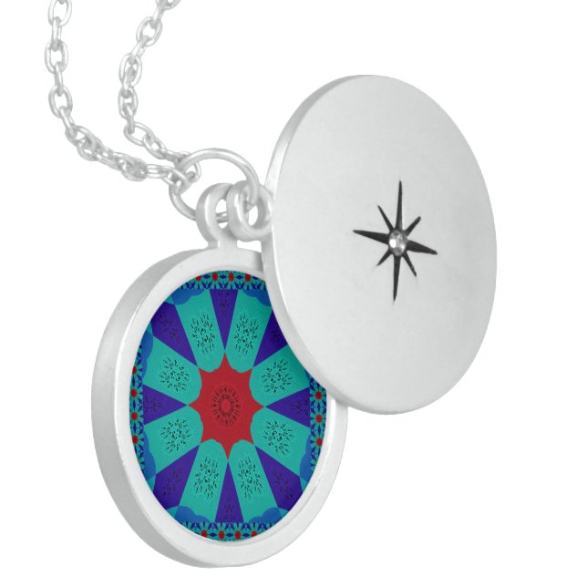 Beautiful Amazing Egyptian  Feminine Design Color Sterling Silver Necklace (Front Left)
