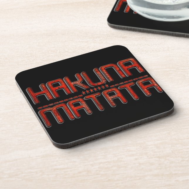 Beautiful Amazing Embossed Red Hakuna Matata Text  Beverage Coaster (Left Side)