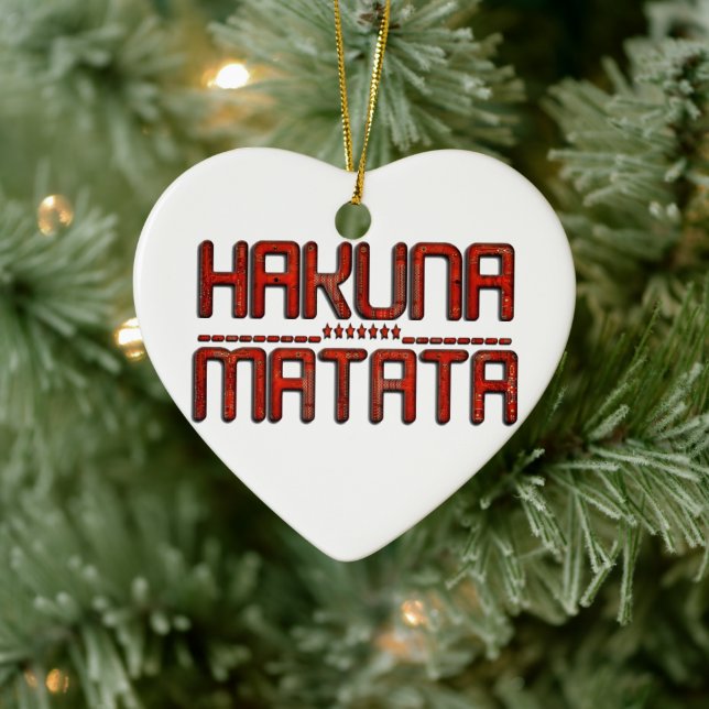 Beautiful Amazing Embossed Red Hakuna Matata Text  Ceramic Ornament (Tree)