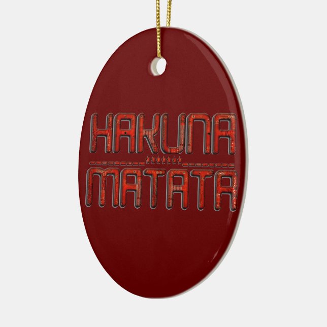 Beautiful Amazing Embossed Red Hakuna Matata Text  Ceramic Ornament (Left)