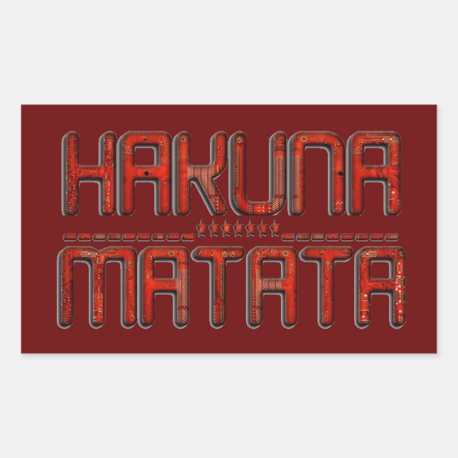 Beautiful Amazing Embossed Red Hakuna Matata Text  Rectangular Sticker (Front)