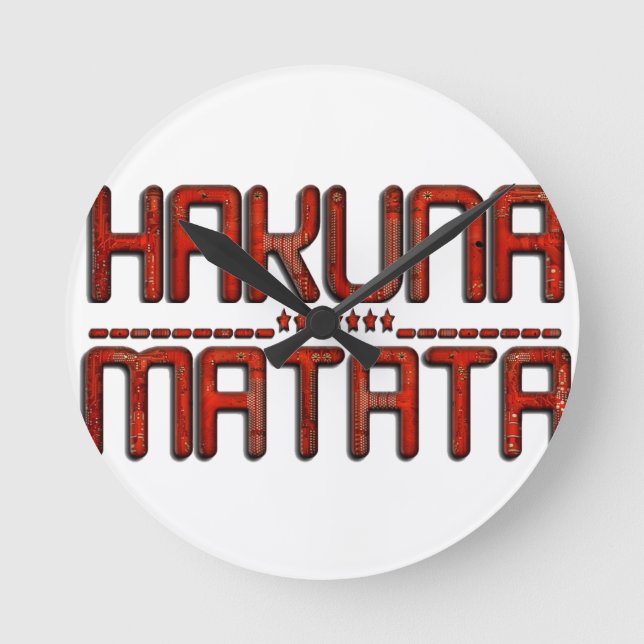 Beautiful Amazing Embossed Red Hakuna Matata Text  Round Clock (Front)