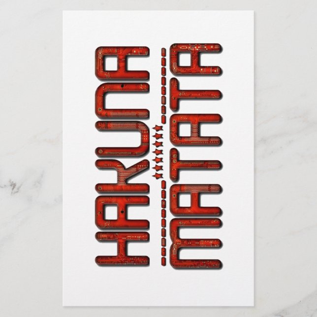 Beautiful Amazing Embossed Red Hakuna Matata Text  Stationery (Front)