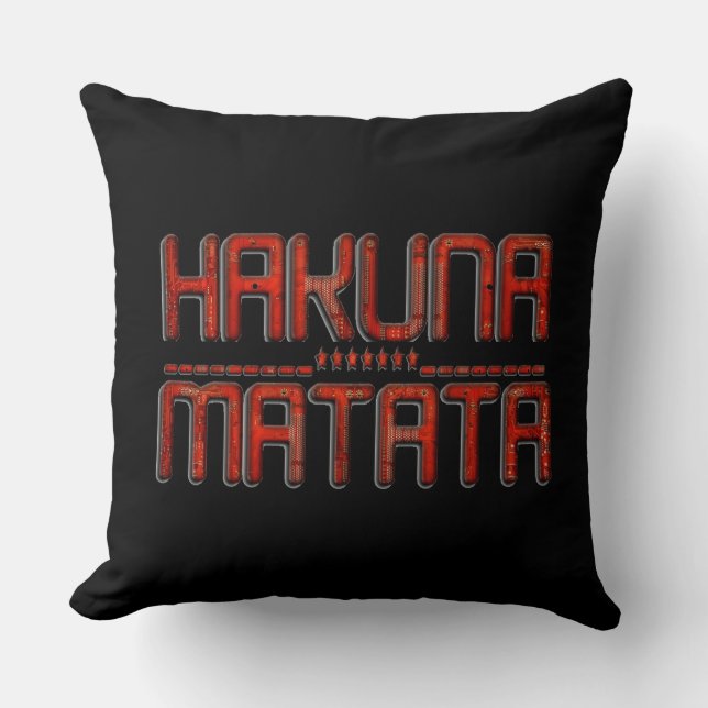 Beautiful Amazing Embossed Red Hakuna Matata Text  Throw Pillow (Front)