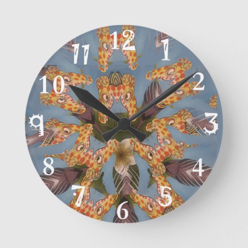 Beautiful amazing Funny African Giraffe pattern de Round Clock