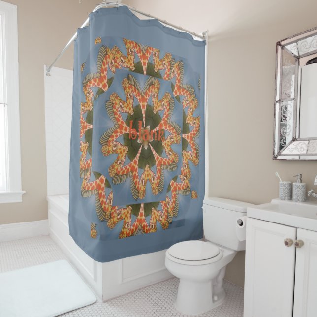 Beautiful amazing funny blank Giraffe Shower necks Shower Curtain (In Situ)