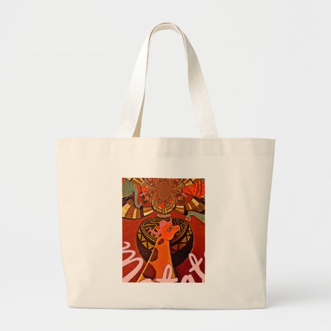 Beautiful Amazing Giraffe  love safari animals  Large Tote Bag (Front)