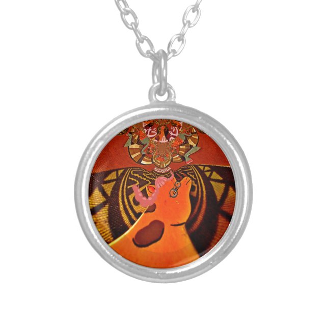 Beautiful Amazing Giraffe  love safari animals  Silver Plated Necklace (Front)