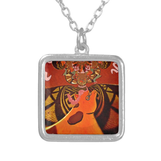 Beautiful Amazing Giraffe  love safari animals  Silver Plated Necklace (Front)