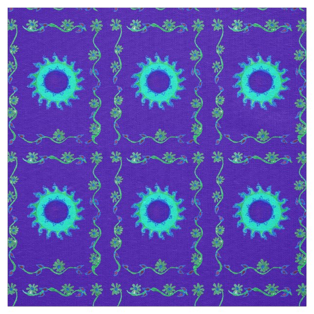 Beautiful amazing Girly floral Blue Sunset Fabric (Swatch)
