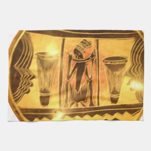 Beautiful Amazing Golden Red African Drummers Kitchen Towel