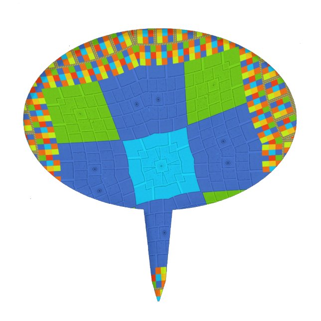 Beautiful Amazing Green Blue Cyan Art Print Design Cake Topper (Front)