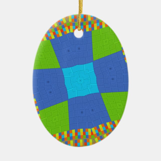 Beautiful Amazing Green Blue Cyan Art Print Design Ceramic Ornament (Front)