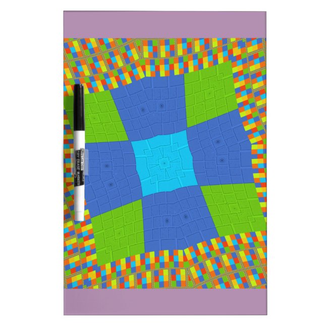 Beautiful Amazing Green Blue Cyan Art Print Design Dry Erase Board (Front)
