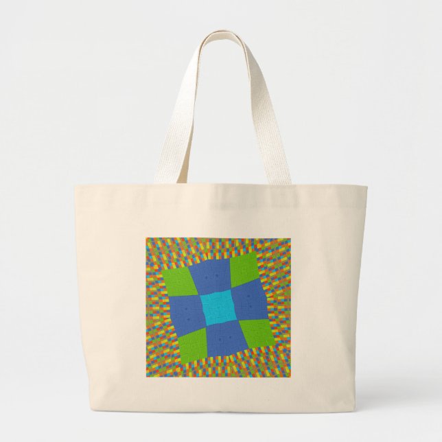 Beautiful Amazing Green Blue Cyan Art Print Design Large Tote Bag (Front)