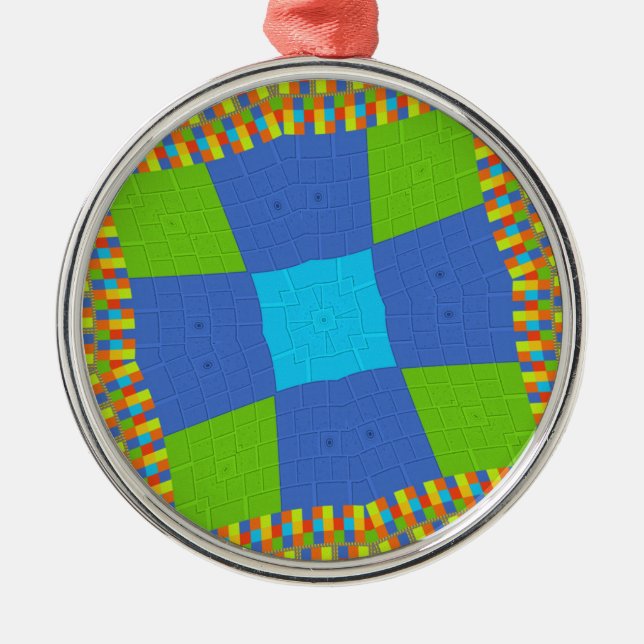 Beautiful Amazing Green Blue Cyan Art Print Design Metal Ornament (Front)