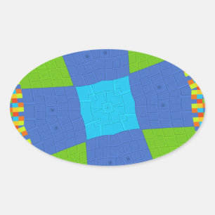 Beautiful Amazing Green Blue Cyan Art Print Design Oval Sticker