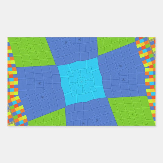Beautiful Amazing Green Blue Cyan Art Print Design Rectangular Sticker (Front)