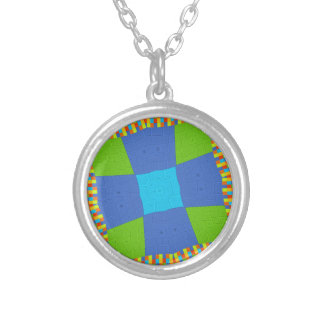 Beautiful Amazing Green Blue Cyan Art Print Design Silver Plated Necklace
