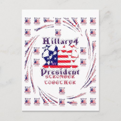 Beautiful Amazing Hillary USA Election Flag Color Postcard