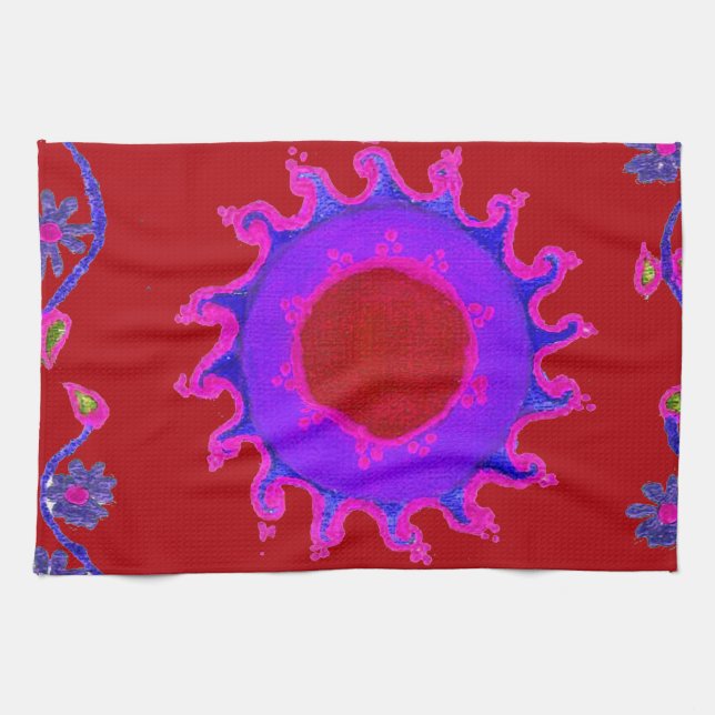 Beautiful amazing India Motif Mendi Art Design Towel (Horizontal)