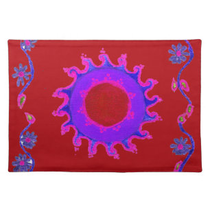 Beautiful Amazing Indian Motif Mehndi Maroon Art.  Cloth Placemat