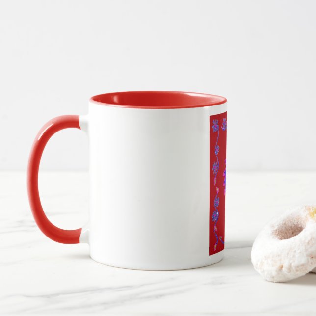 Beautiful Amazing Indian Motif Mehndi Maroon Art.  Mug (With Donut)
