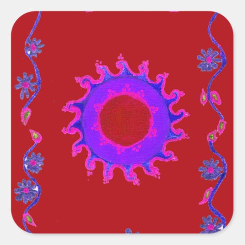 Beautiful Amazing Indian Motif Mehndi Maroon Art  Sticker