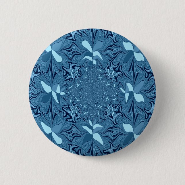 Beautiful Amazing Iridescent Blue Kaleidoscope Art Button (Front)