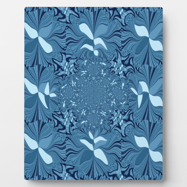 Beautiful Amazing Iridescent Blue Kaleidoscope Art Plaque (Front)
