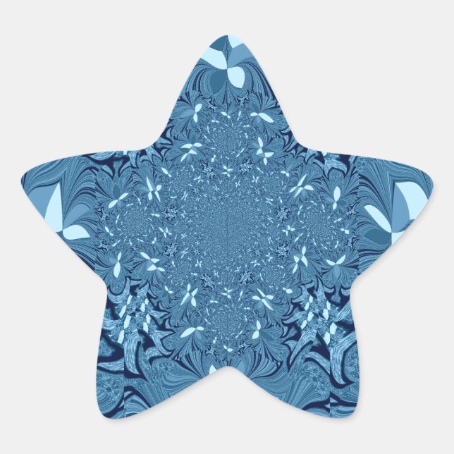Beautiful Amazing Iridescent Blue Kaleidoscope Art Star Sticker (Front)