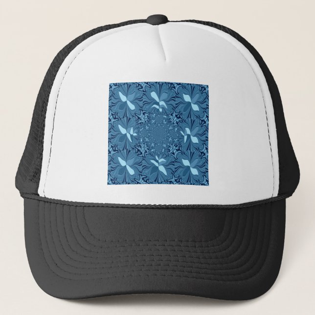 Beautiful Amazing Iridescent Blue Kaleidoscope Art Trucker Hat (Front)
