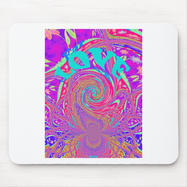 Beautiful Amazing Love Whirl Text Art Print Design Mouse Pad (Front)