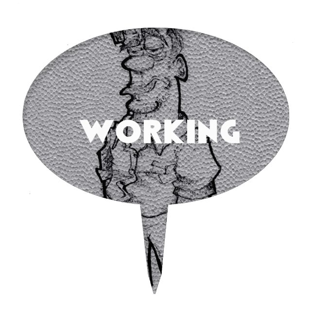 Beautiful Amazing  Pencil Sketch: Working Overtime Cake Topper (Front)