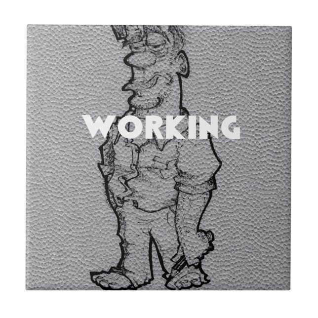 Beautiful Amazing  Pencil Sketch: Working Overtime Ceramic Tile (Front)
