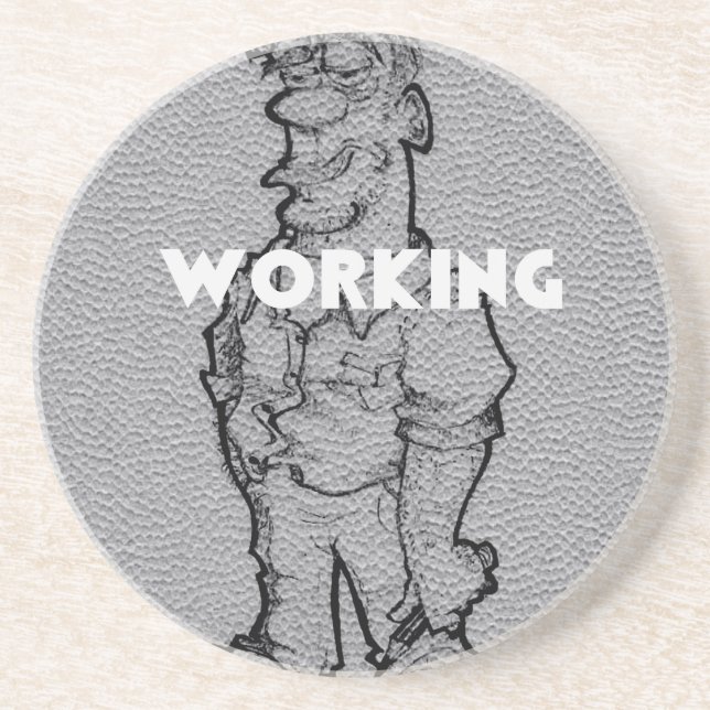 Beautiful Amazing  Pencil Sketch: Working Overtime Drink Coaster (Front)