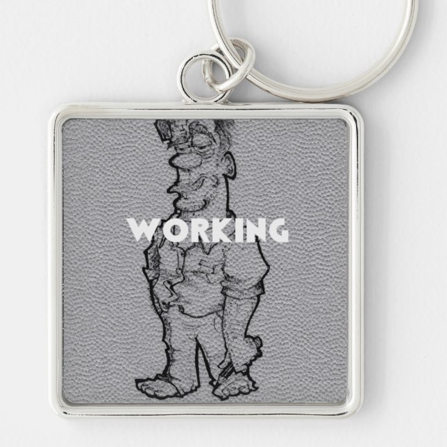 Beautiful Amazing  Pencil Sketch: Working Overtime Keychain (Front)