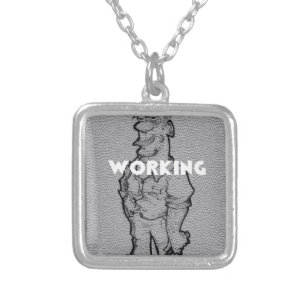 Beautiful Amazing  Pencil Sketch: Working Overtime Silver Plated Necklace