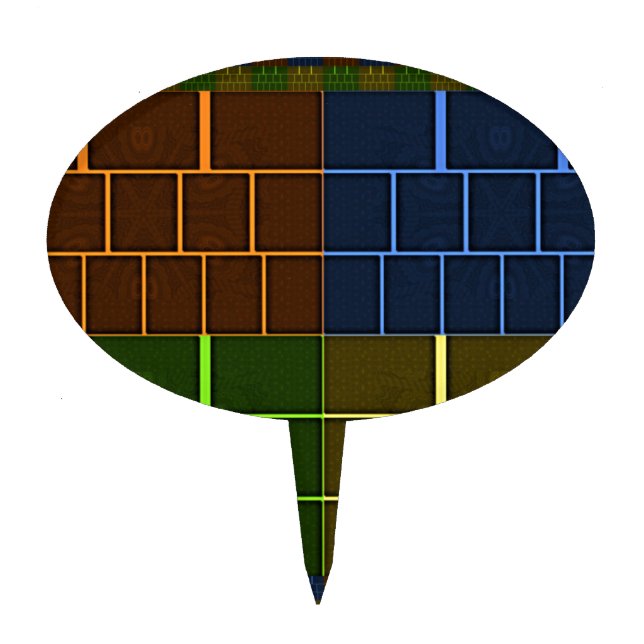 Beautiful Amazing Rainbow Color Geometrical Design Cake Topper (Front)