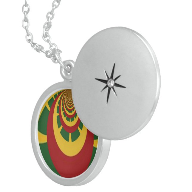 Beautiful Amazing Rasta Colors Art Print Locket Necklace (Front Right)