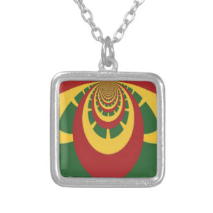 Beautiful Amazing Rasta Colors Art Print Silver Plated Necklace
